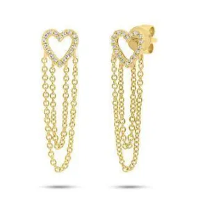 0.09ct 14k Yellow Gold Diamond Heart Earring