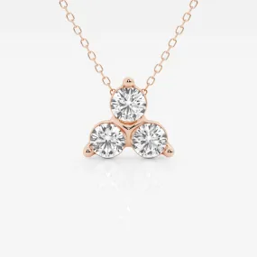 1.0 TCW Round Moissanite Diamond Three Stone Pandant Necklace