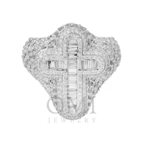 10K GOLD BAGUETTE AND ROUND DIAMOND CROSS RING 6.87 CT