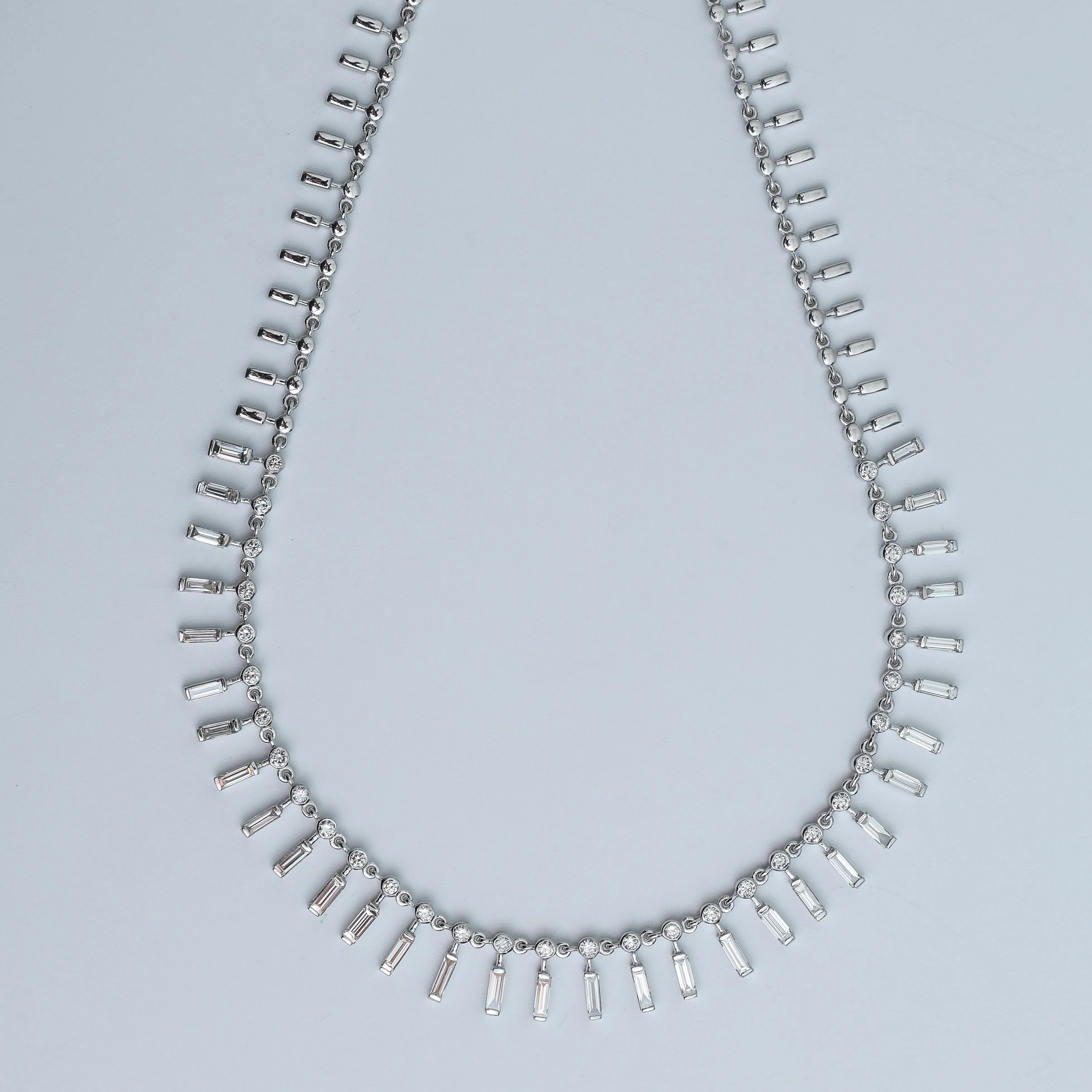 14 & 18K Diamond Baguette Necklace