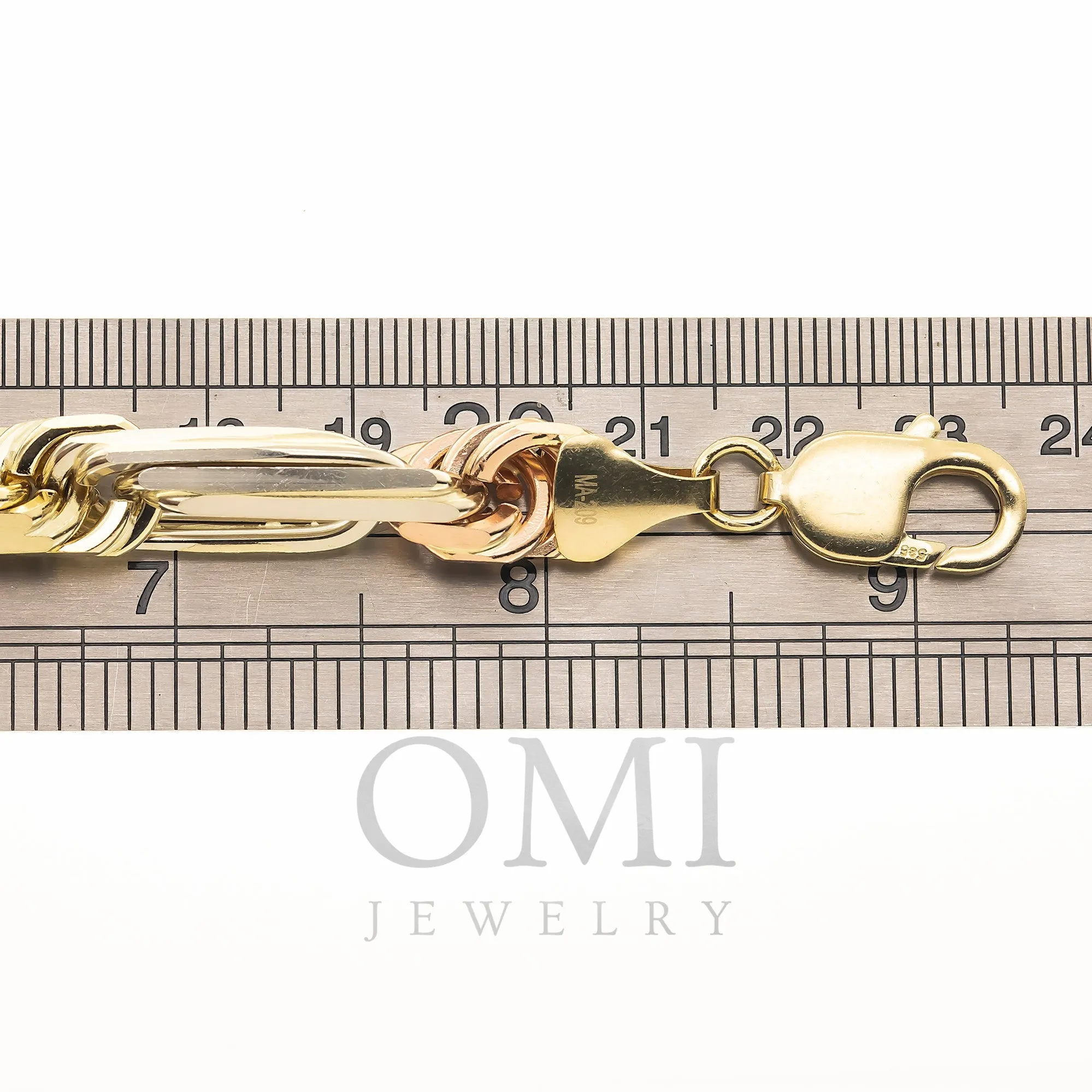 14K GOLD 9MM SOLID TRICOLOR MILANO CHAIN BRACELET