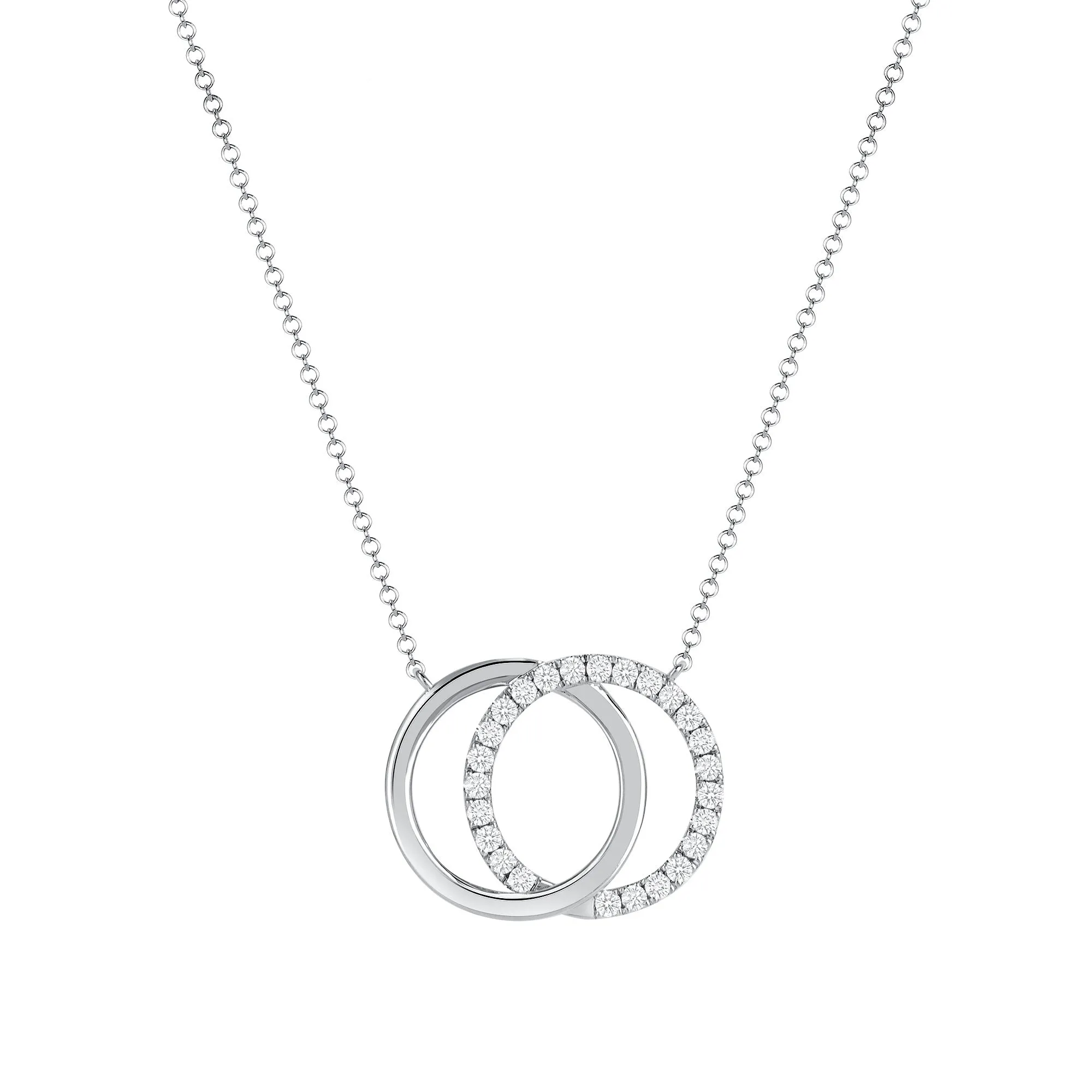 14k Gold Diamond Linked Rings Necklace