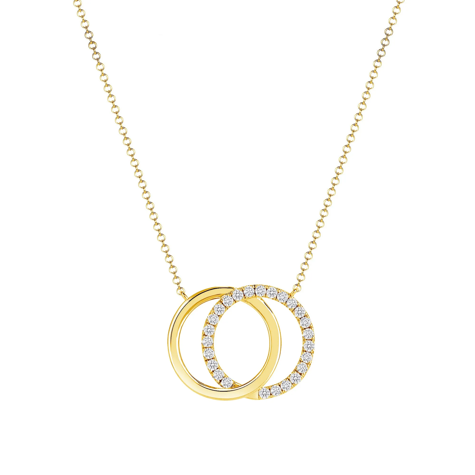 14k Gold Diamond Linked Rings Necklace