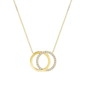 14k Gold Diamond Linked Rings Necklace