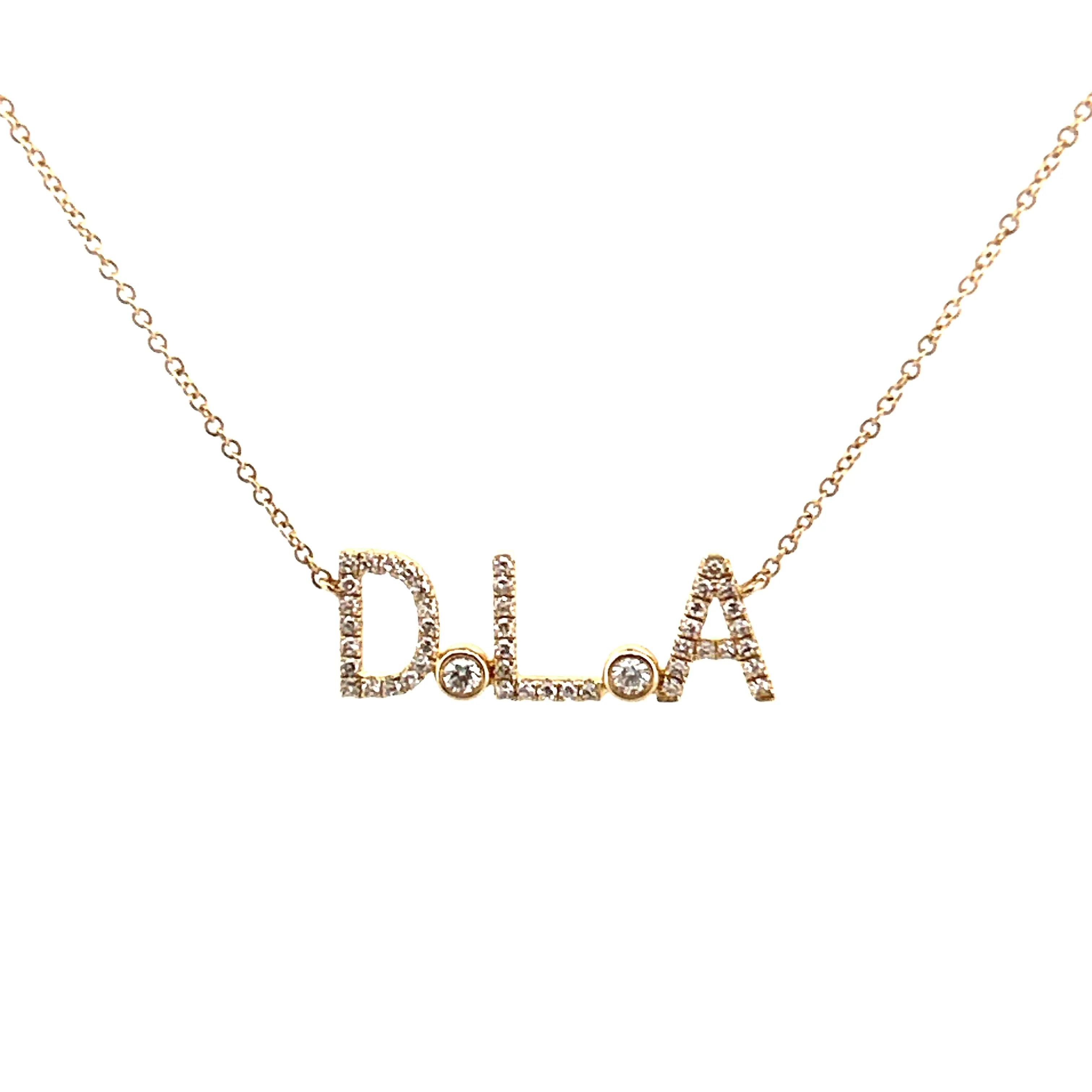 14K Gold Multi Initial Diamond Necklace