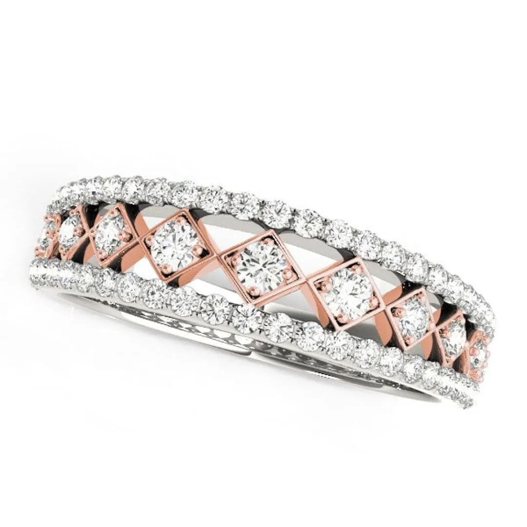 14k White And Rose Gold Diamond Band (3/8 cttw)