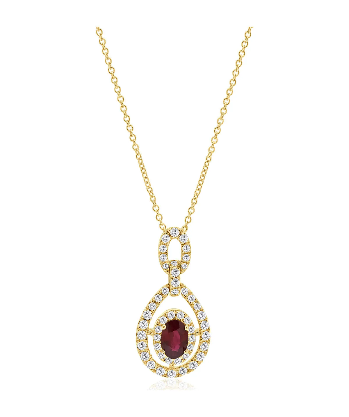 14K Yellow Gold Ruby and Diamond Freeform Pendant