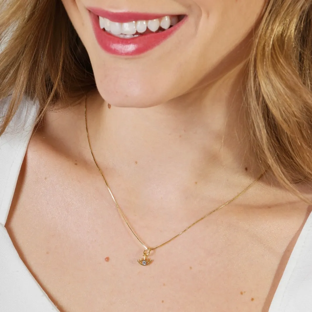 18k Gold Filled Dainty Eye Necklace