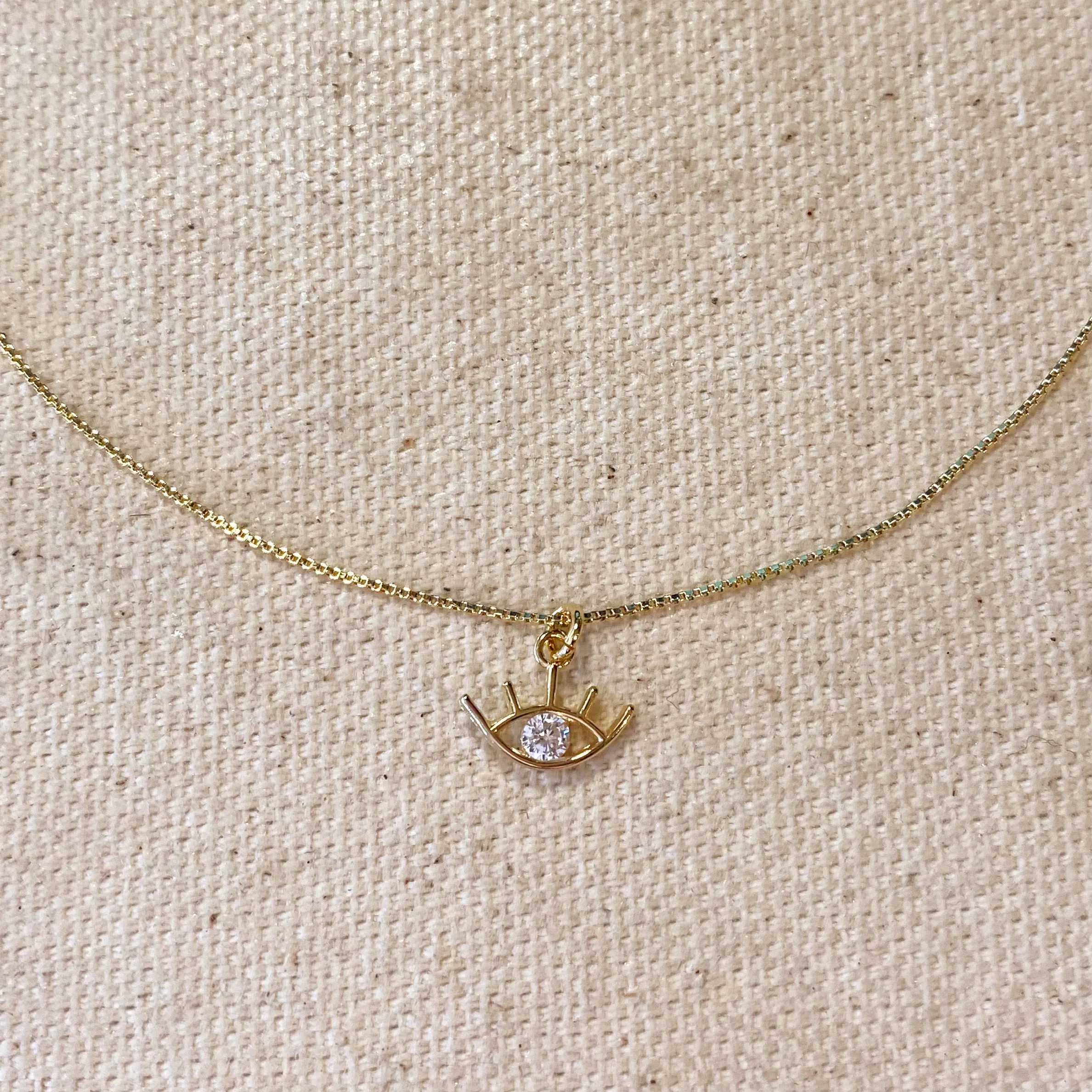 18k Gold Filled Dainty Eye Necklace