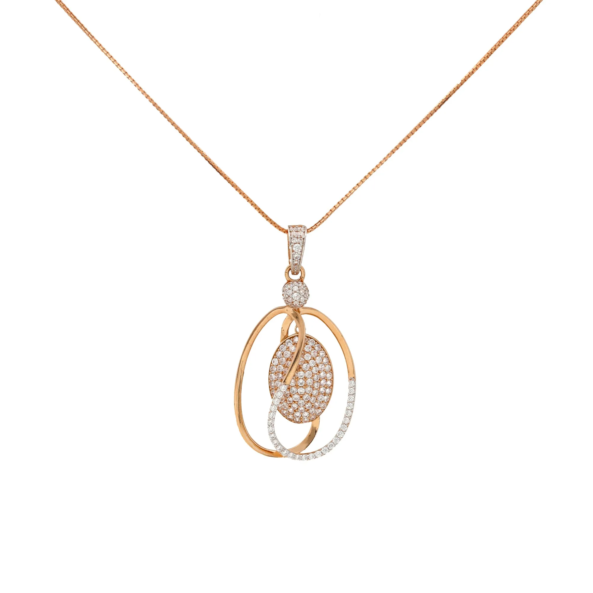 18K Rose Gold & CZ Necklace Set (12.1gm)