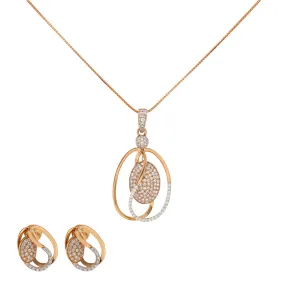 18K Rose Gold & CZ Necklace Set (12.1gm)