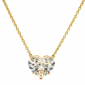 18K Yellow Gold Diamond Heart Pendant Necklace