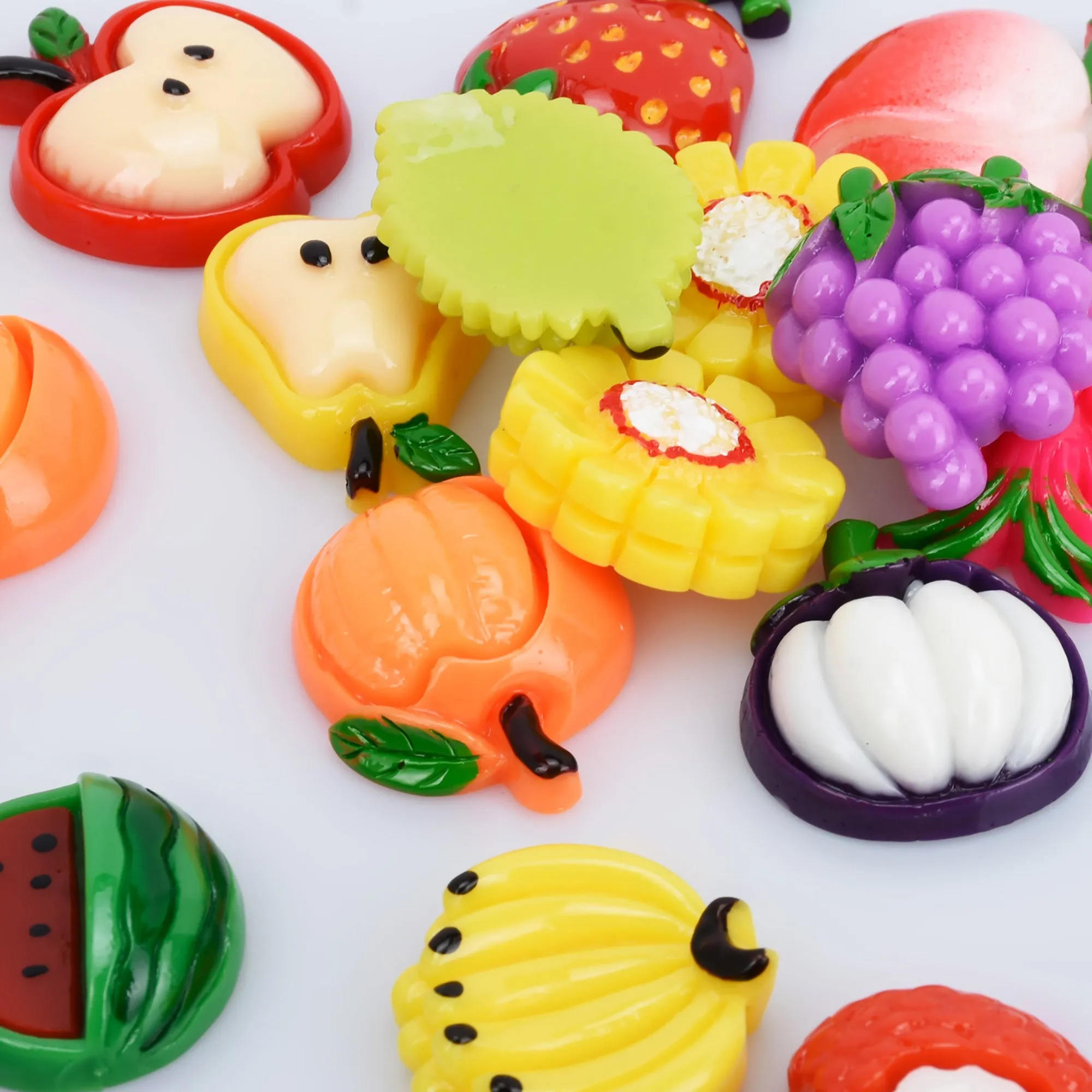 20mm Resin fruit cabochons Flatback Kawaii Cabochons fake Fruit and Vegetable Cabochon Random mixed Grab Bag 10pcs 10281250