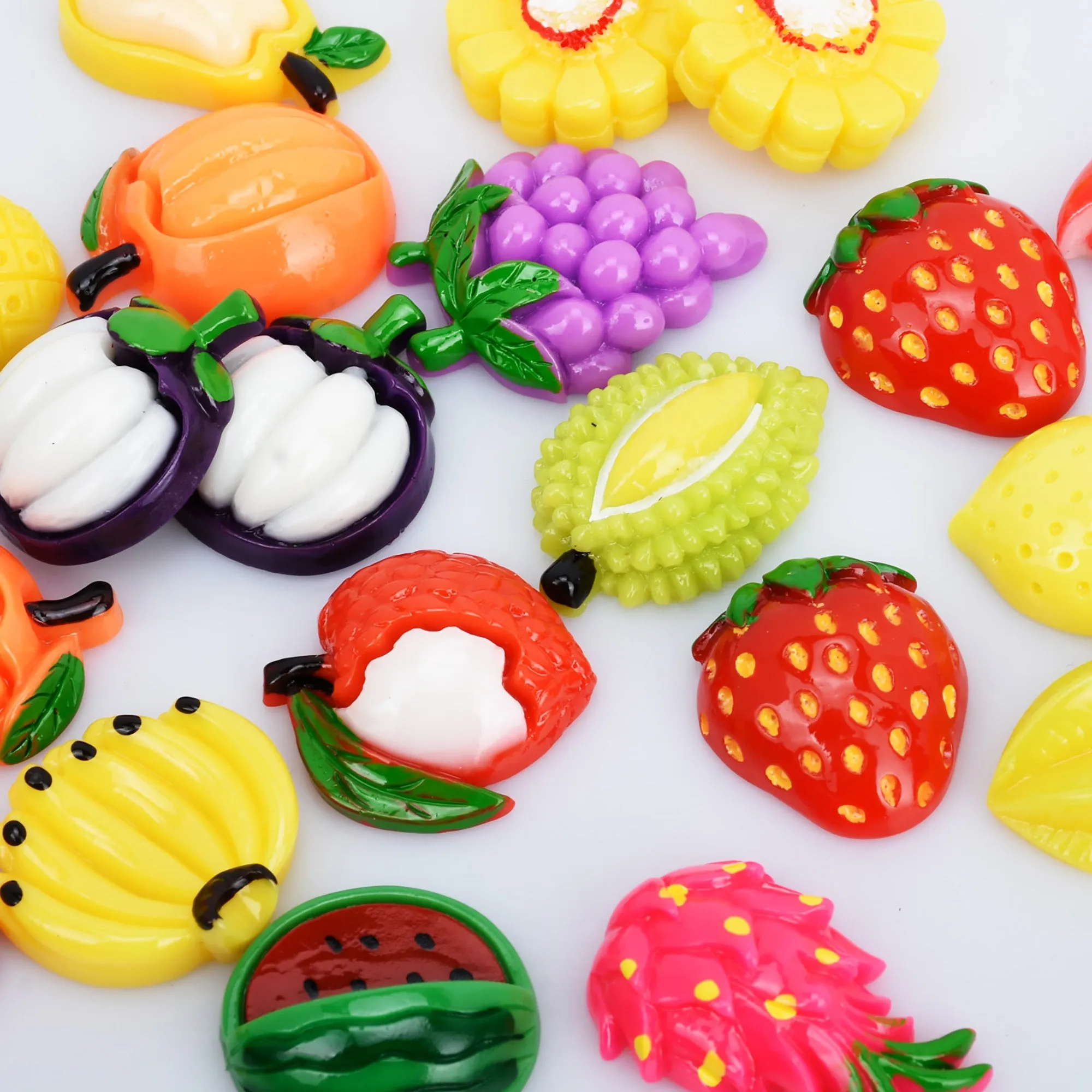 20mm Resin fruit cabochons Flatback Kawaii Cabochons fake Fruit and Vegetable Cabochon Random mixed Grab Bag 10pcs 10281250