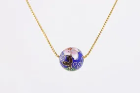 20" 14k Yellow Gold Blue Cloisonne Bead Pendant Necklace (8.72g.)