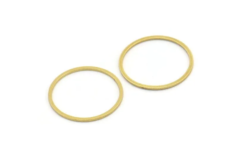 22mm Circle Connectors, 24 Raw Brass Circle Connectors (22x0.80mm) A3348