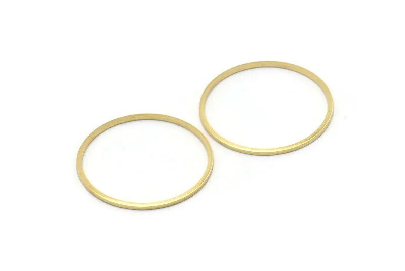 28mm Circle Connectors, 24 Raw Brass Circle Connectors (28x1x1mm) A2254