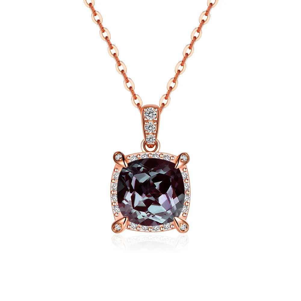 3 CT. Cushion Cut Alexandrite Moissanite Pave Pendant