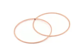 50mm Circle Connector, 12 Rose Gold Tone Brass Circle Connectors (50x1x1mm) D1603