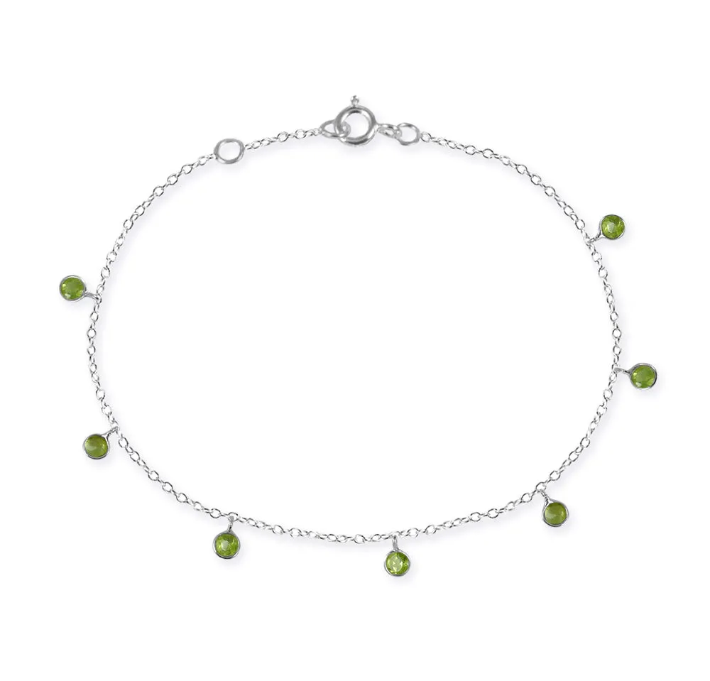 7 Stone Kathak Dangle Bracelet Peridot