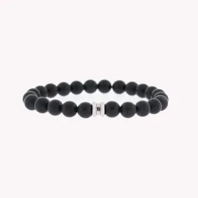 8mm Round Gemstone Bracelet Matt Black