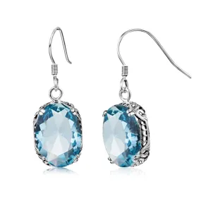 925 Sterling Silver Aquamarine Drop Earrings