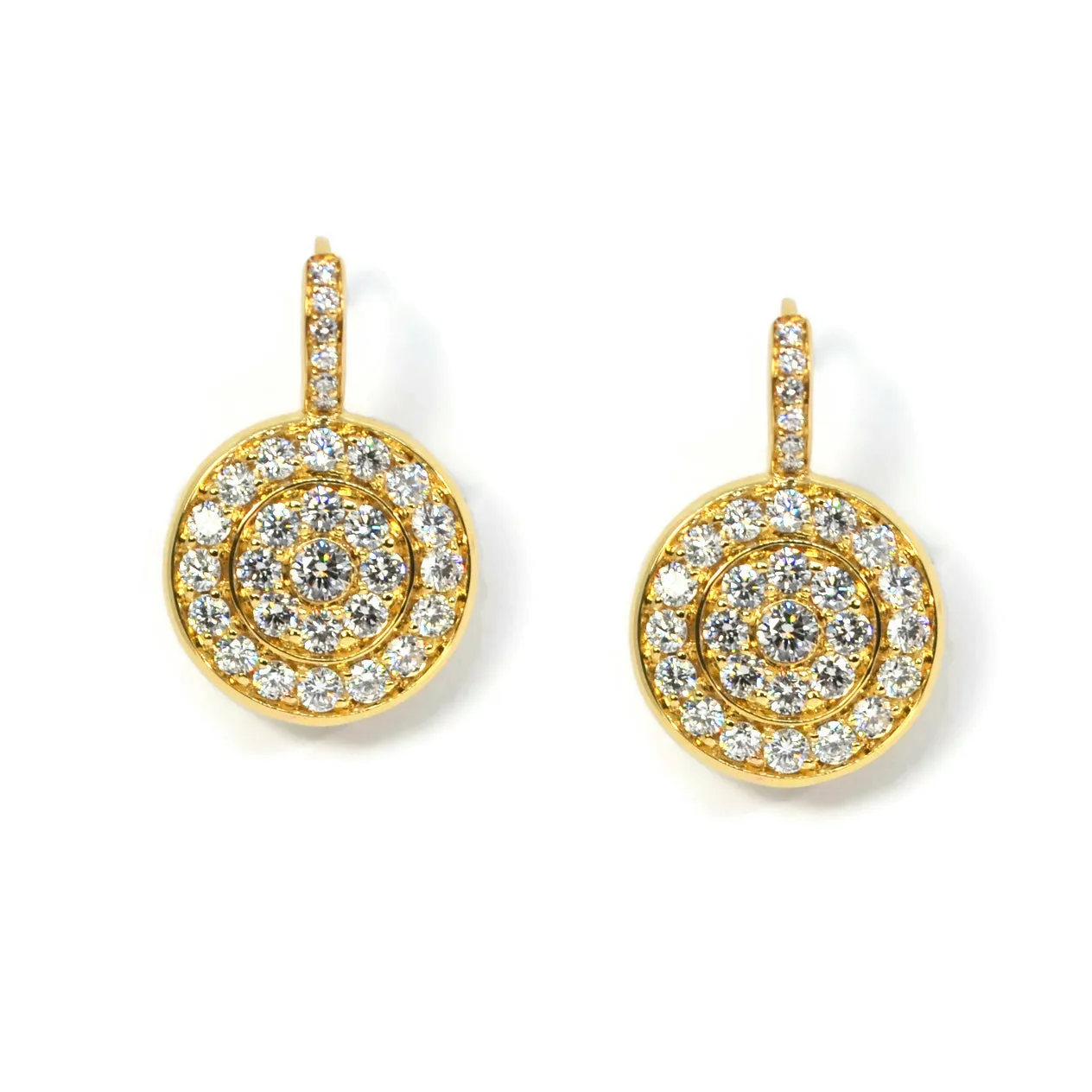 AFJ Diamond Collection - Diamond Circle Drop Earrings, 18k Yellow Gold