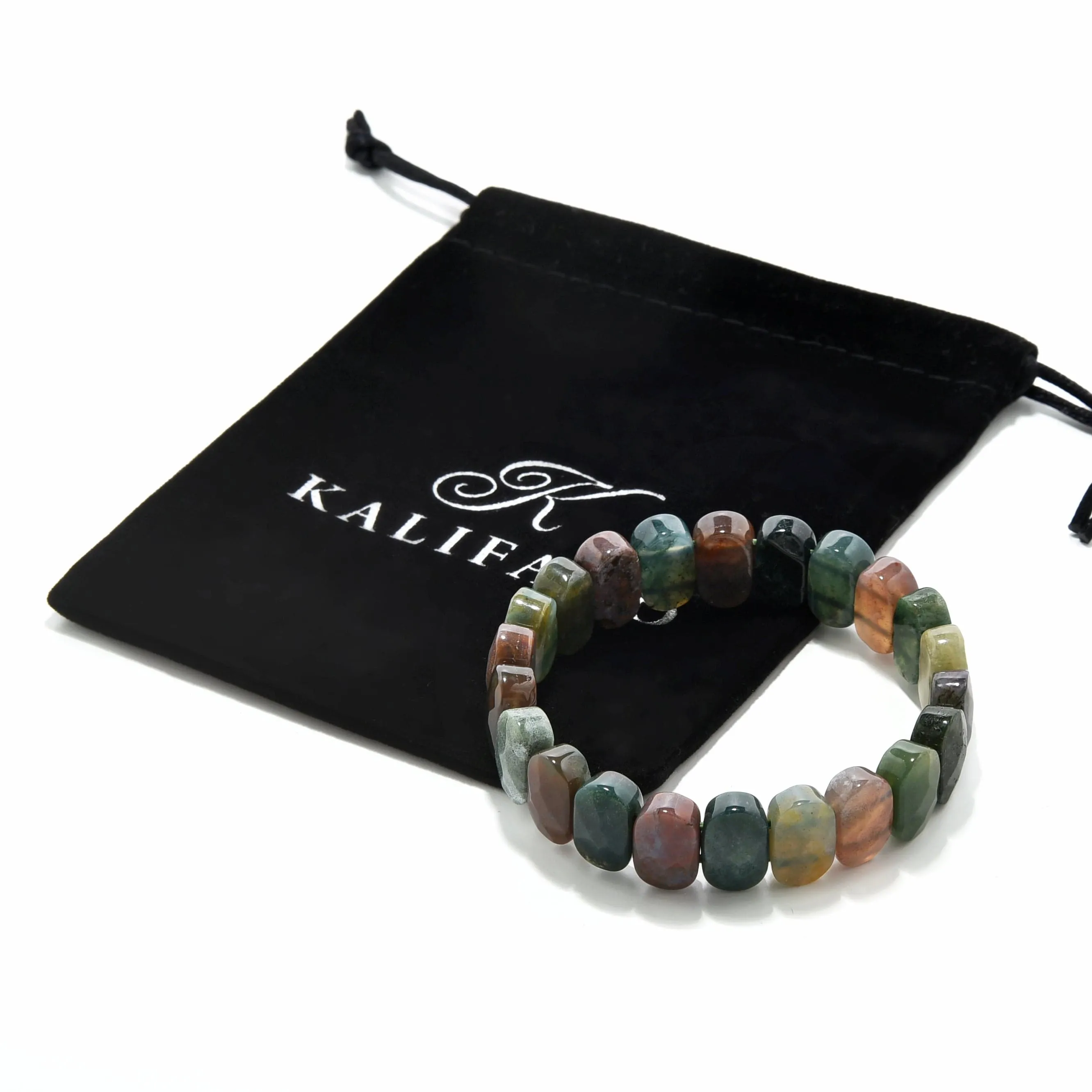 Agate 14mm Bead Gemstone Elastic Bracelet