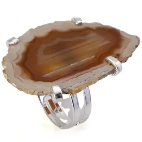 Agate Slice Adjustable Ring