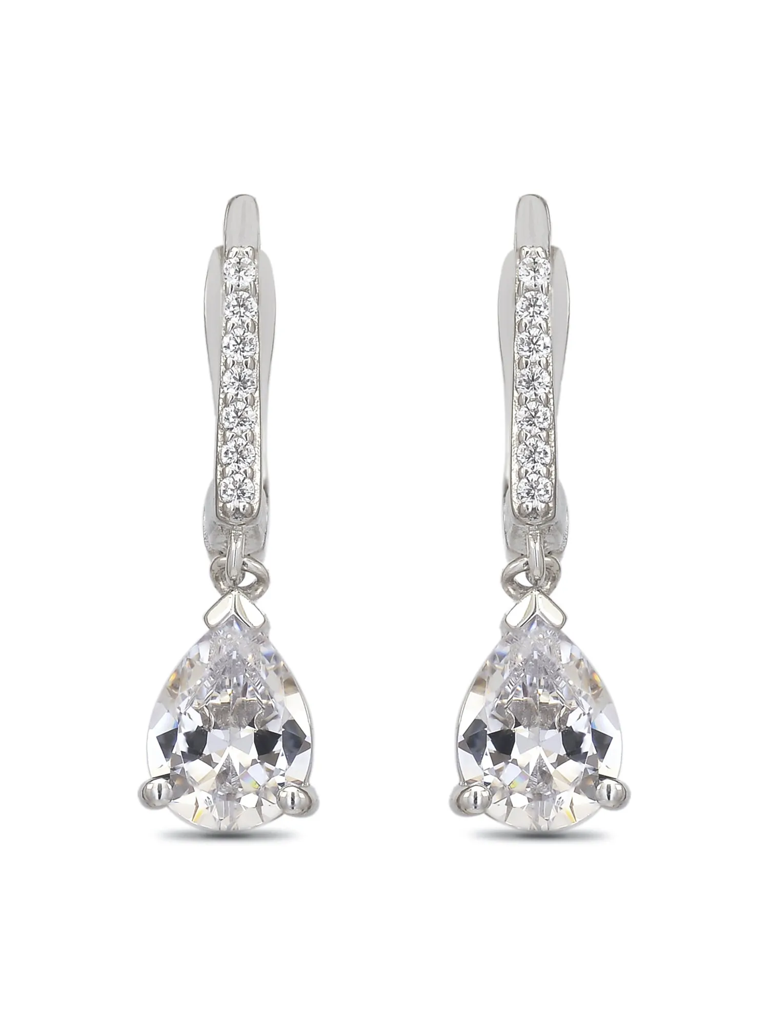 American Diamond Pear Drop 925 Silver Earrings For Women