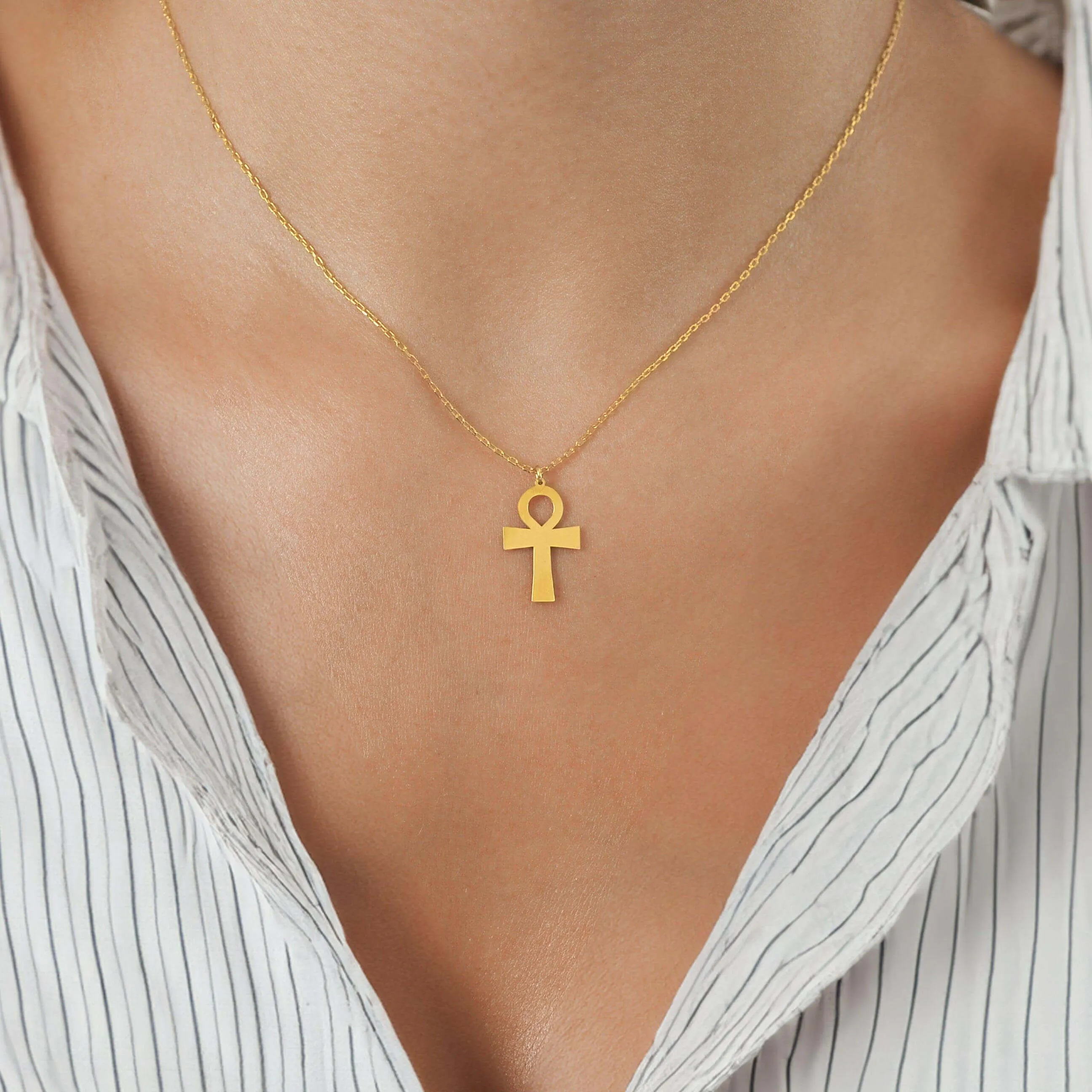 Ankh Necklace | 14K Solid Gold