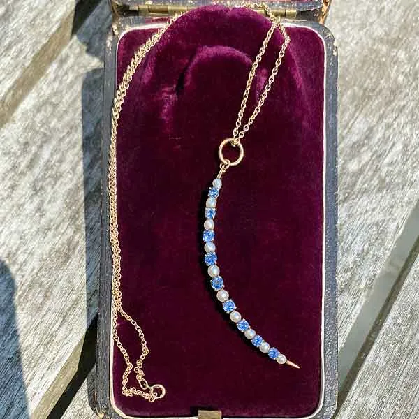 Antique Sapphire & Pearl Necklace