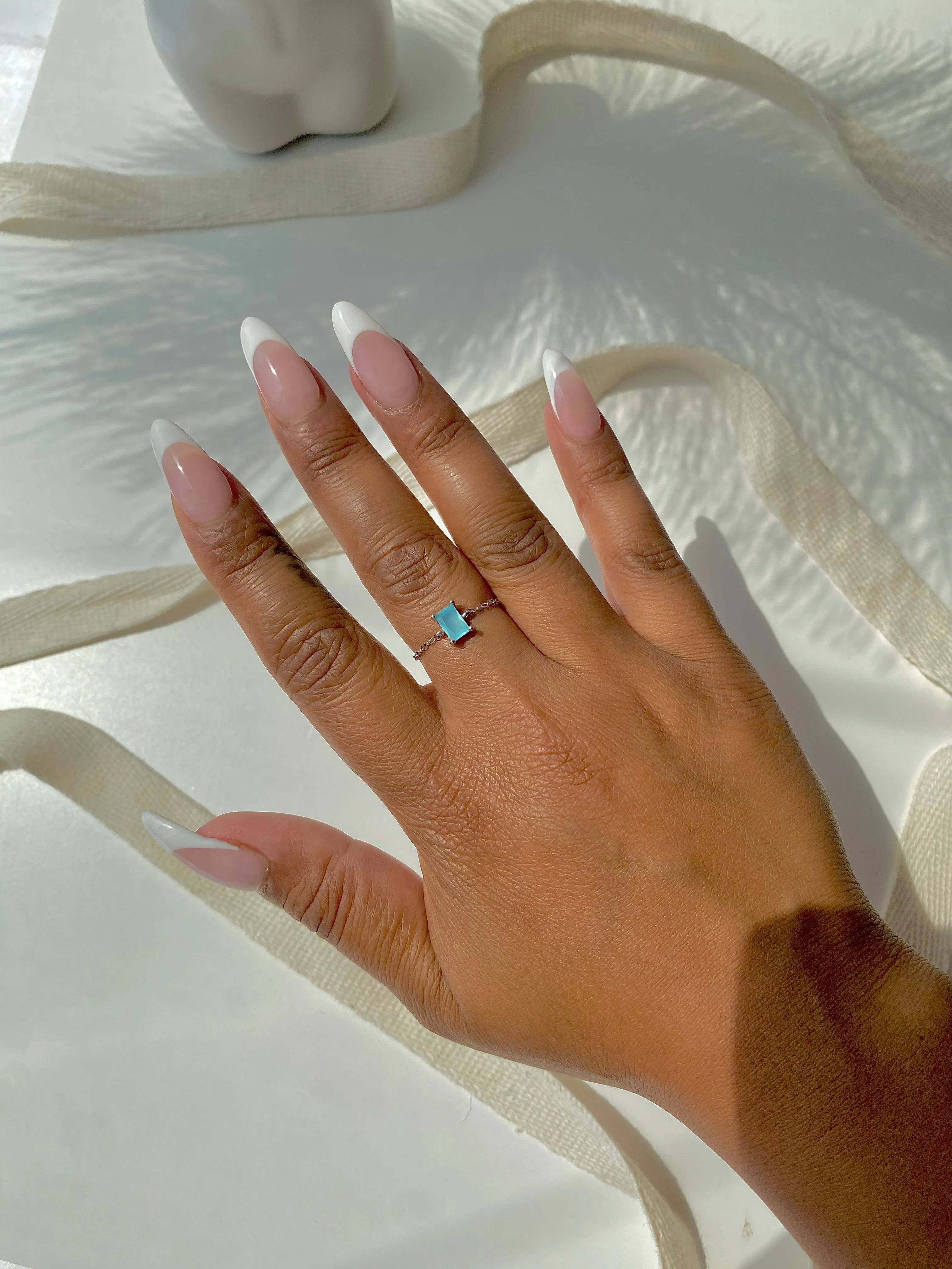 Aquamarine Adjustable Chain Ring