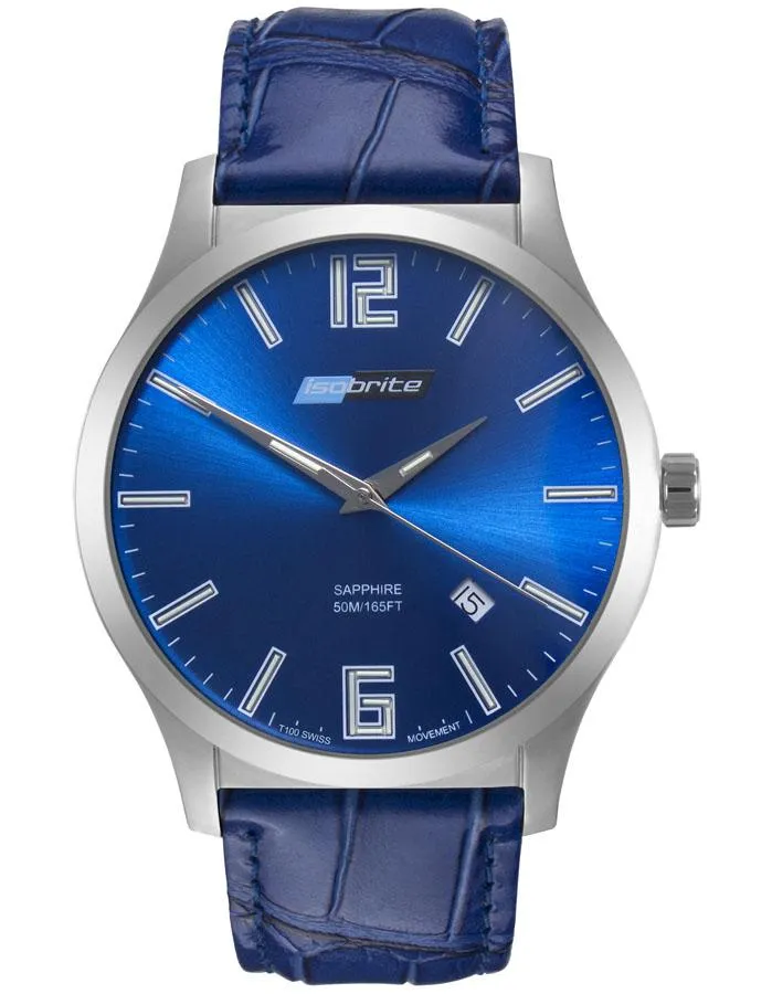 ArmourLite Isobrite Grand Slimline Series - Blue Dial - Blue Leather Strap