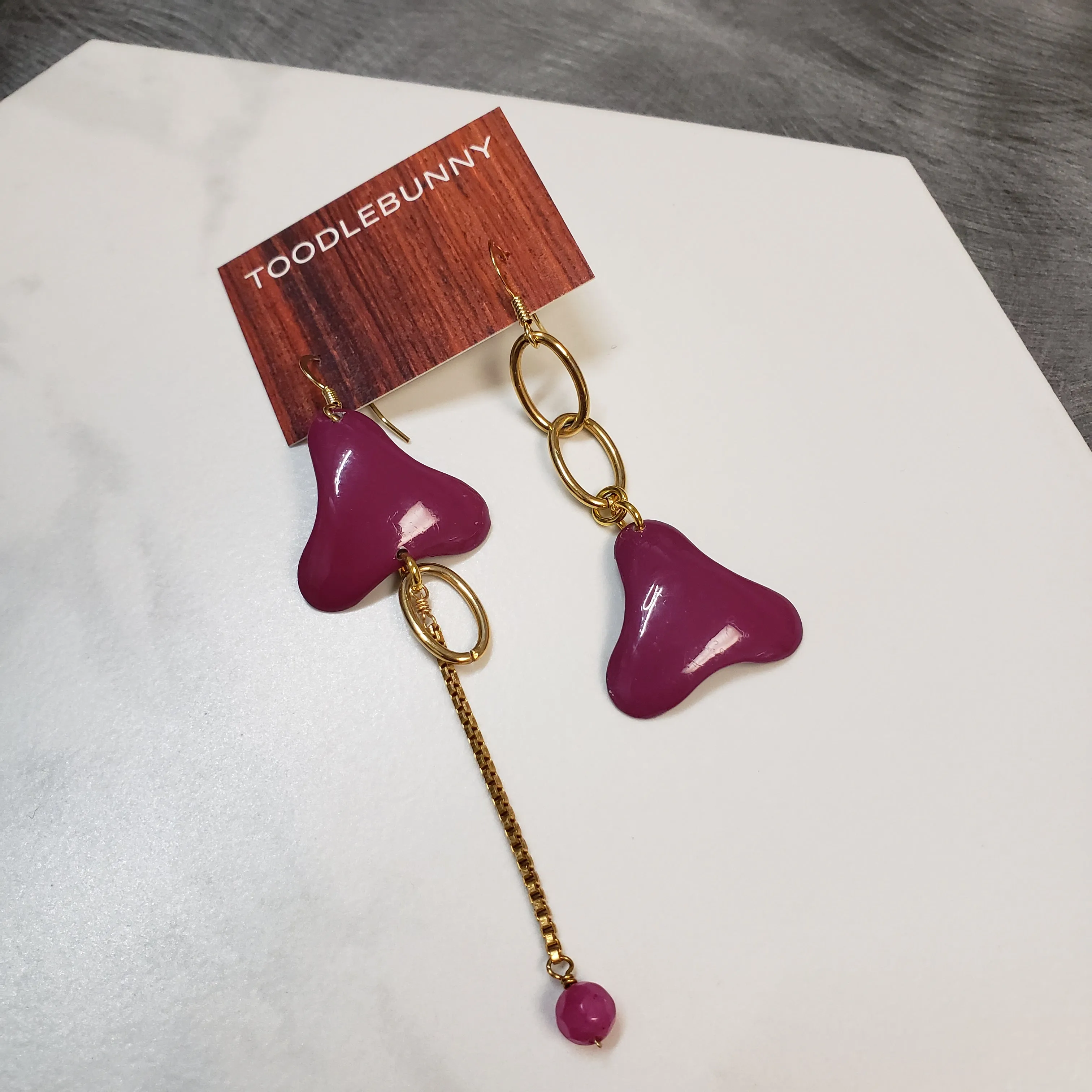 Asymmetric Enamel Color Pop Earrings - Purple