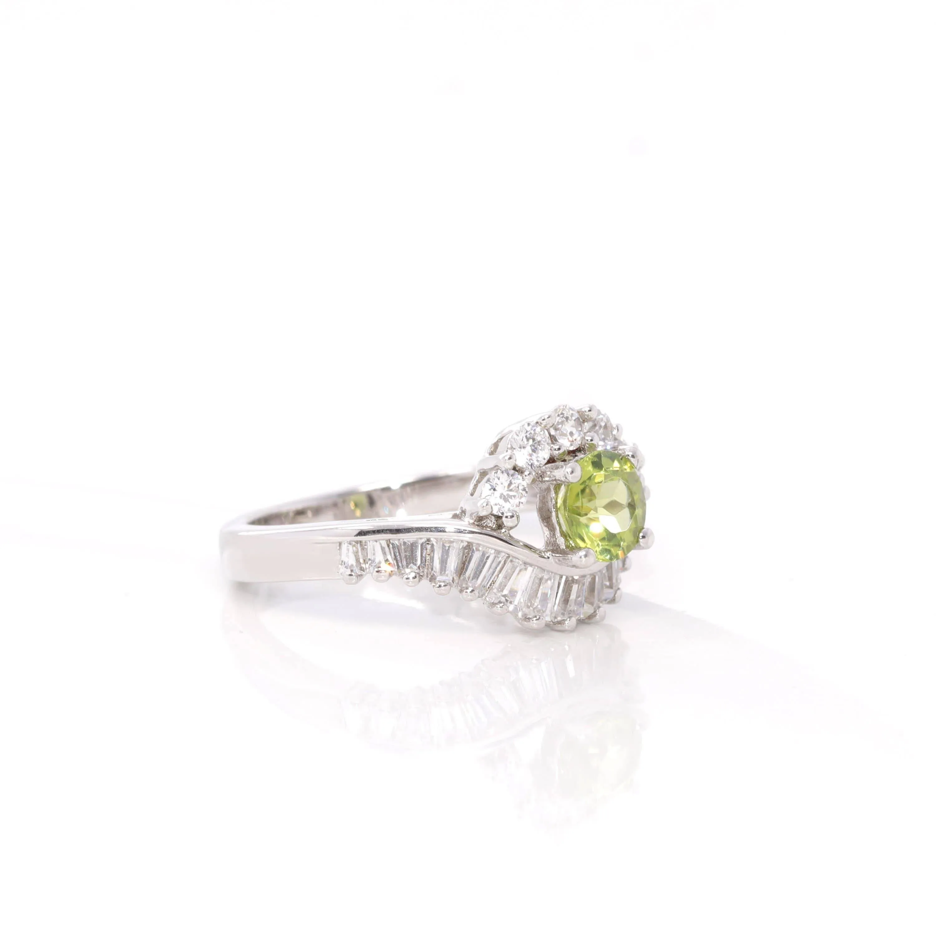 Baikalla? Gemstone Collection Sterling Silver Genuine Peridot & CZ Vintage Ring