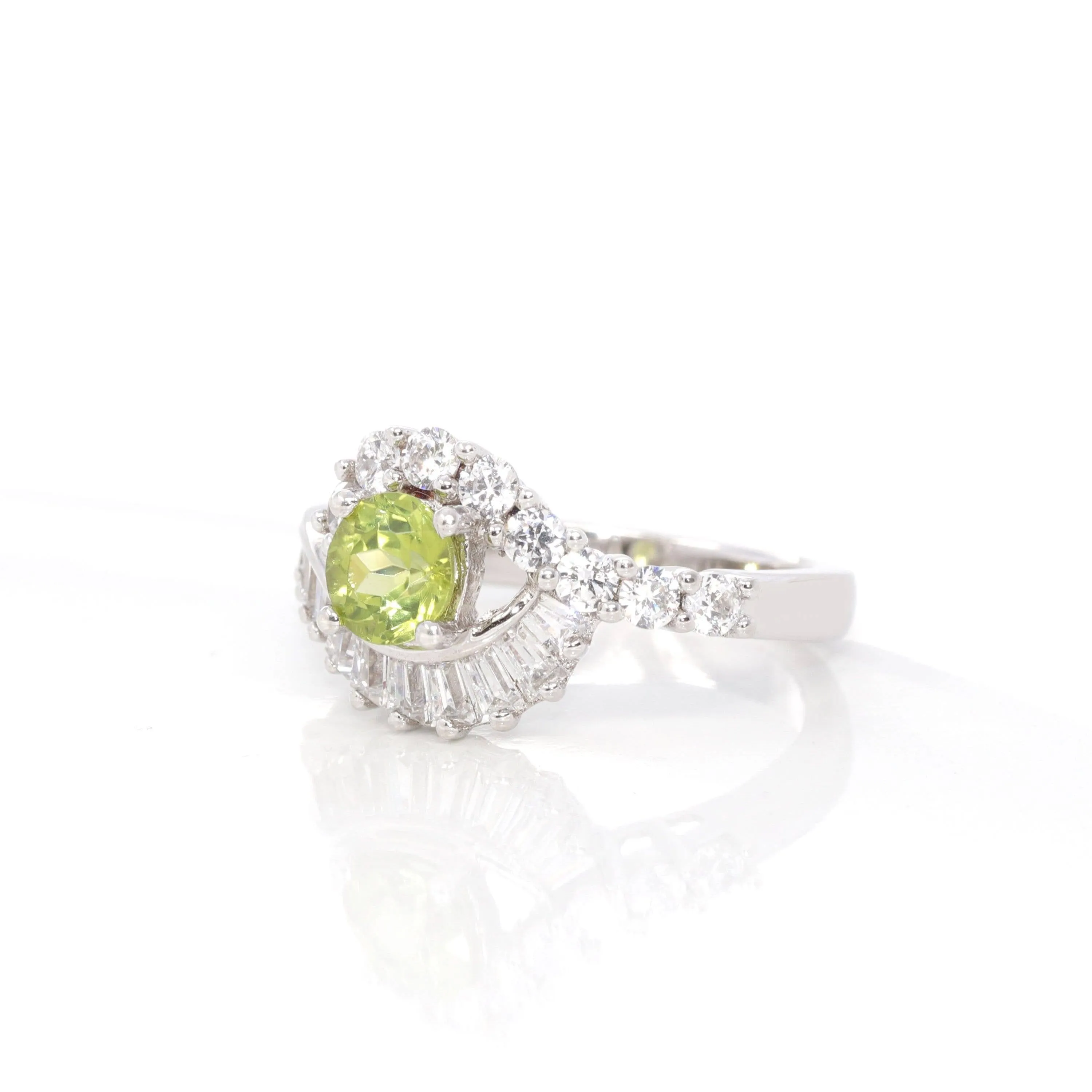 Baikalla? Gemstone Collection Sterling Silver Genuine Peridot & CZ Vintage Ring