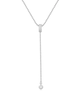 Ball Chain Lariat- Silver