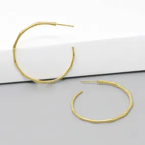 Bamboo Texture Gold Dipped Hoop Earrings