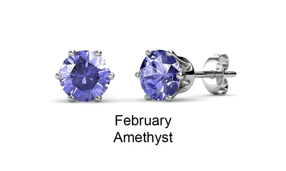 Birthstone Earrings, 18k White Gold Plated Stud Earrings with 1CT Crystals