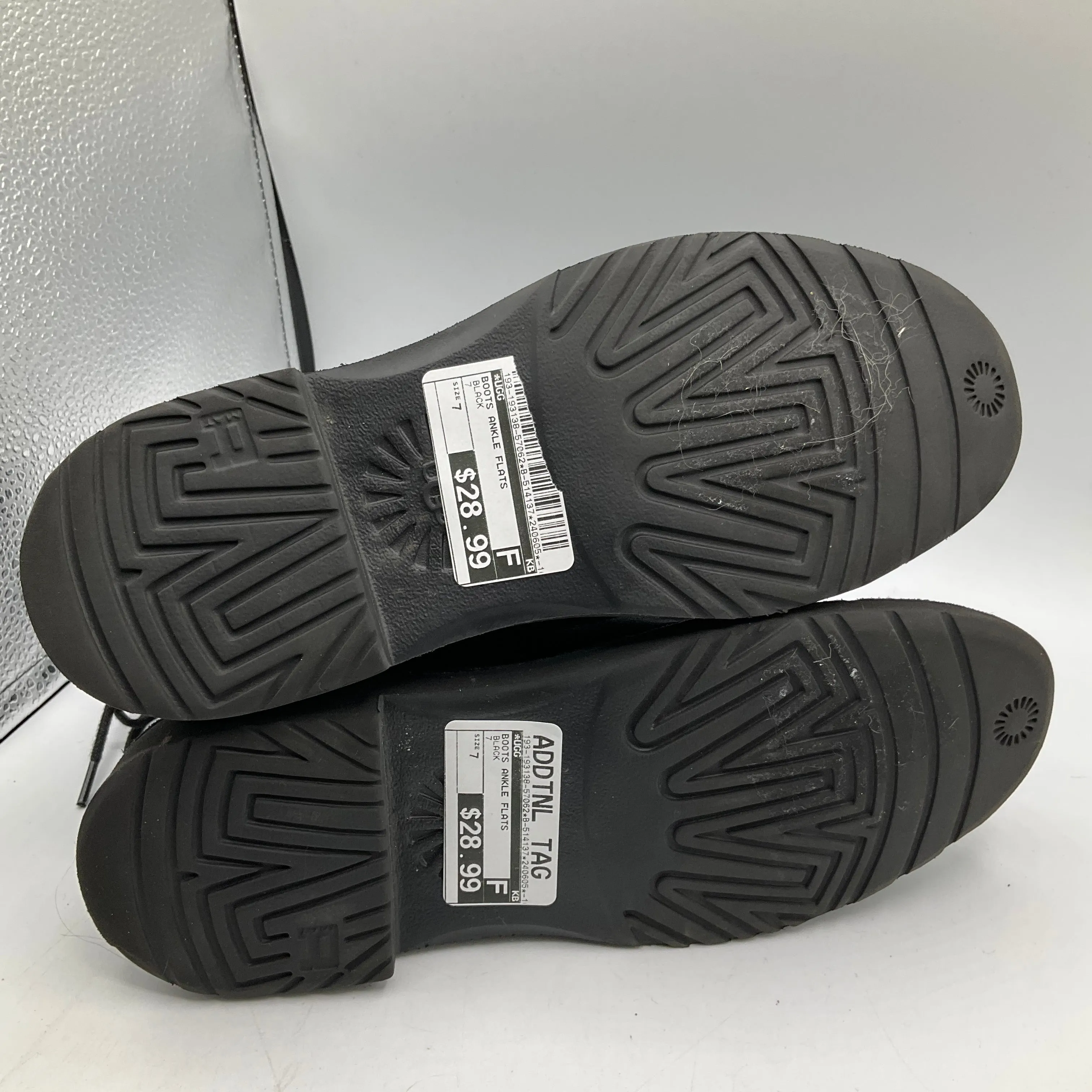 Black Boots Ankle Flats Ugg, Size 7