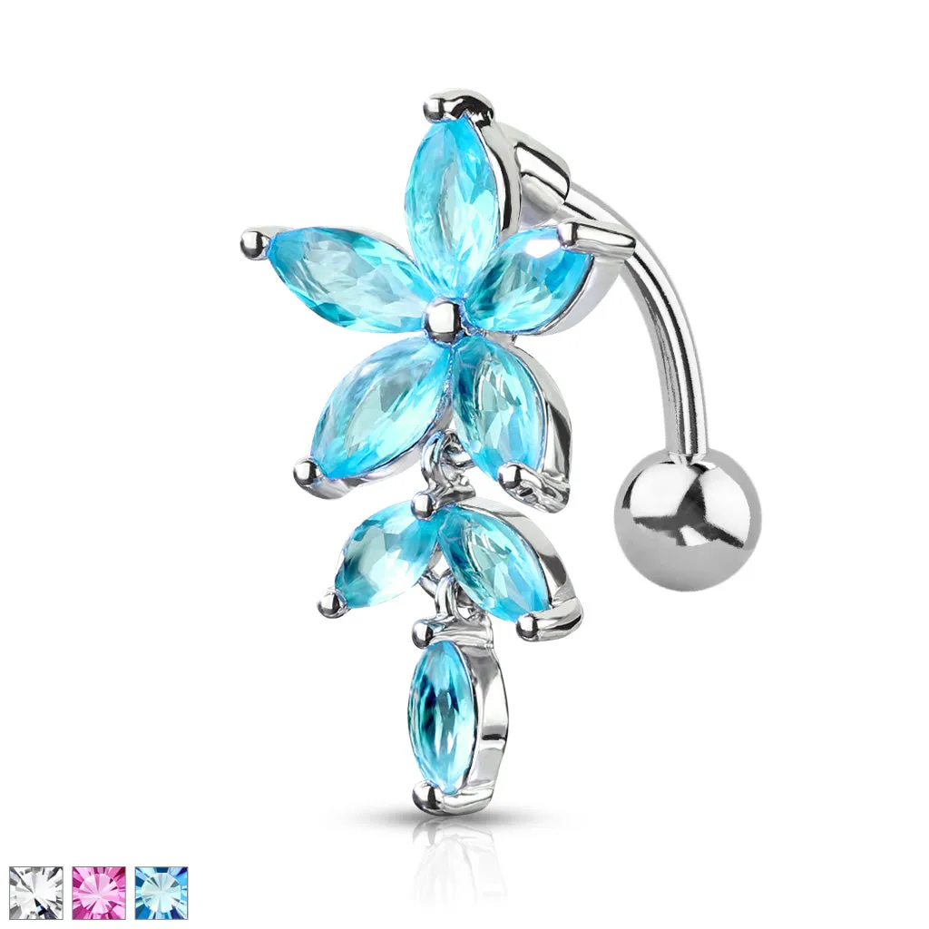 Blue Flower Belly Ring