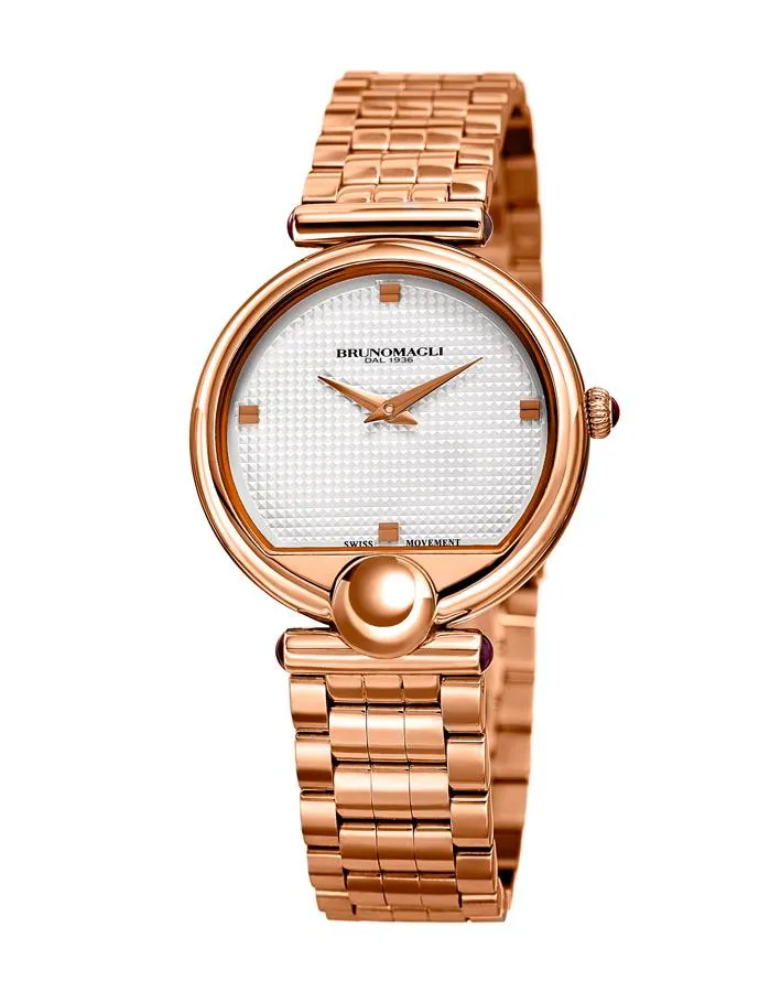 Bruno Magli Womens Miranda Rose Gold-Tone Watch - Checkered Dial - Bracelet