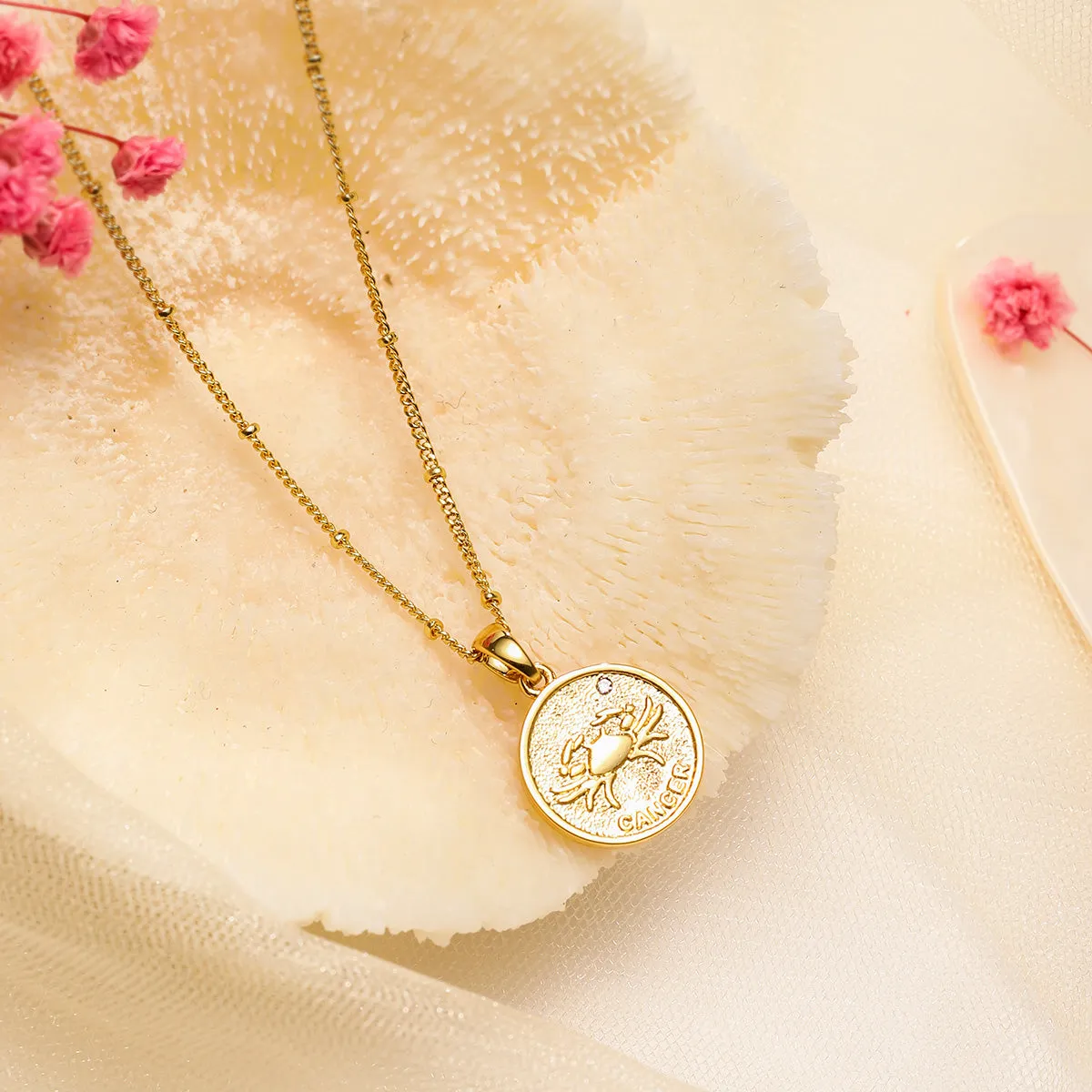 Cancer Constellation Coin Pendant Necklace