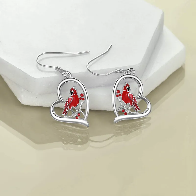 Cardinal Earrings for Women Sterling Silver Animals Dangle Drop Earrings Jewelry Gifts for Girls