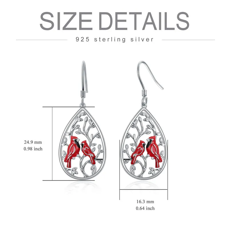 Cardinal Earrings for Women Sterling Silver Animals Dangle Drop Earrings Jewelry Gifts for Girls