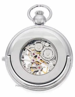 Charles-Hubert Mechanical Memento Pocket Watch - Skeleton Dial - Chrome Finish