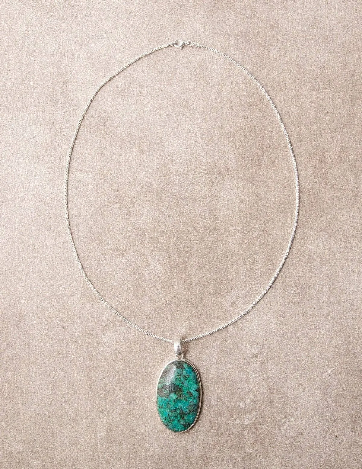 Chrysocolla Oval Pendant Necklace