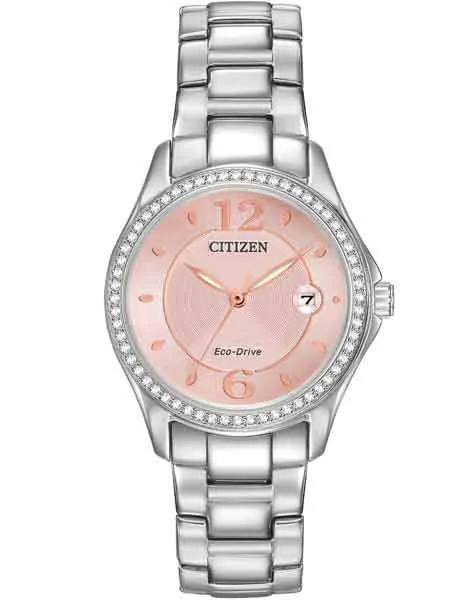 Citizen Ladies Silhouette Crystal - Pink Sunray Dial - Bracelet - Date