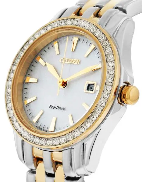 Citizen Ladies Silhouette Crystal Watch - Stainless Steel & Yellow Gold-Tone